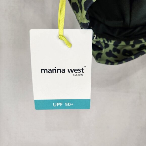 NWT Marina West Two Piece Swimsuit Women's L Olive Black Leopard Bikini UPF 50 - Picture 2 of 13